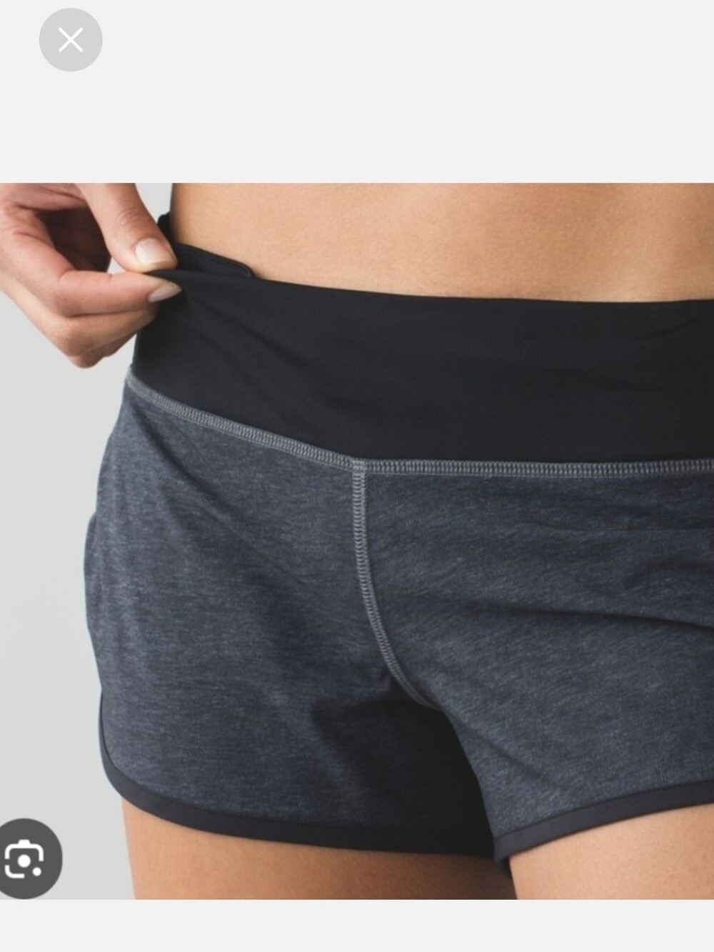 lululemon athletica Charcoal Heather Shorts with Black Waistband